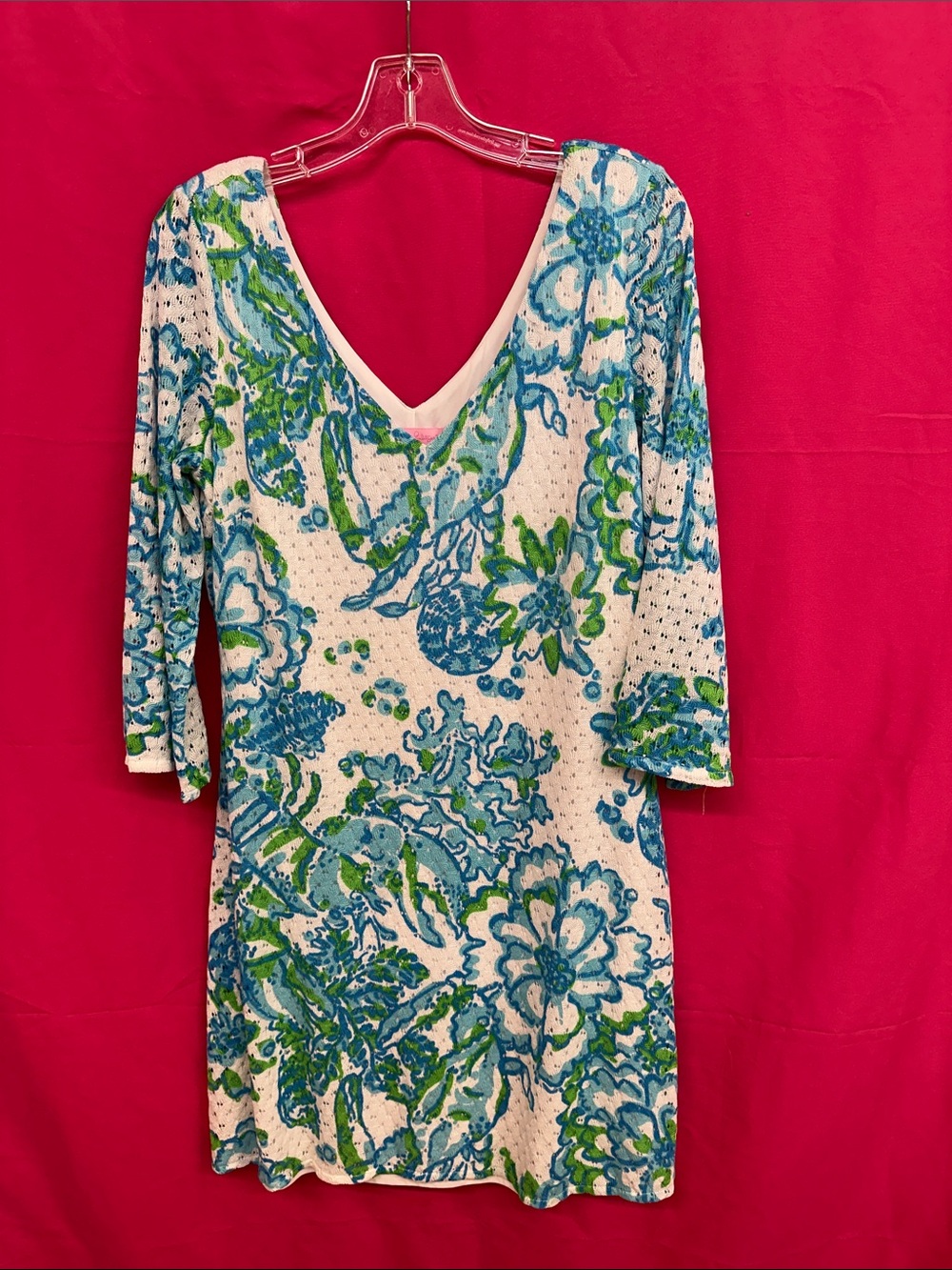 Lilly Pulitzer Pink-Trim White V-Neck Dress